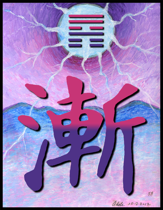 Painting inspired by the Chinese character for I Ching hexagram 53, Gradual Progress